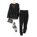 Autumn winter new 2021 women's 100% pure cashmere suit hooded sweater fashion wide-leg pants two-piece female trend