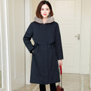 2021 autumn and winter new style overcoming coat women's mid-length mink fur collar detachable rex rabbit fur liner jacket