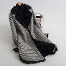 Luxus Tweed Mantel Frauen Herbst Winter Langarm Kragen Warmer Mantel Weibliche Streetwear Elegante Pelz Oberbekleidung M-XL