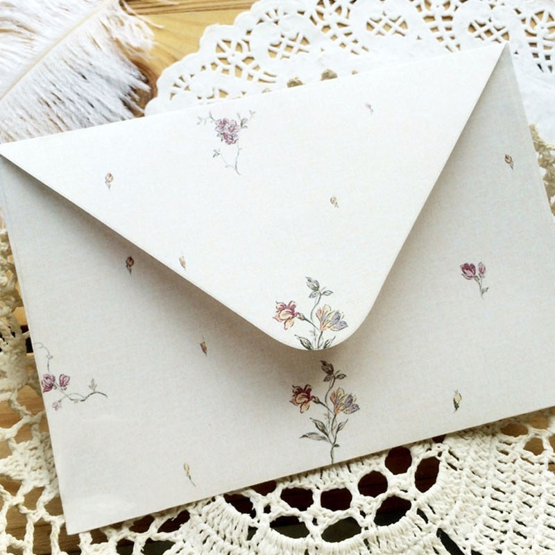 10 sobres florales elegantes, papel de carta, papelería fresca, invitación de vacaciones del Día de San Valentín