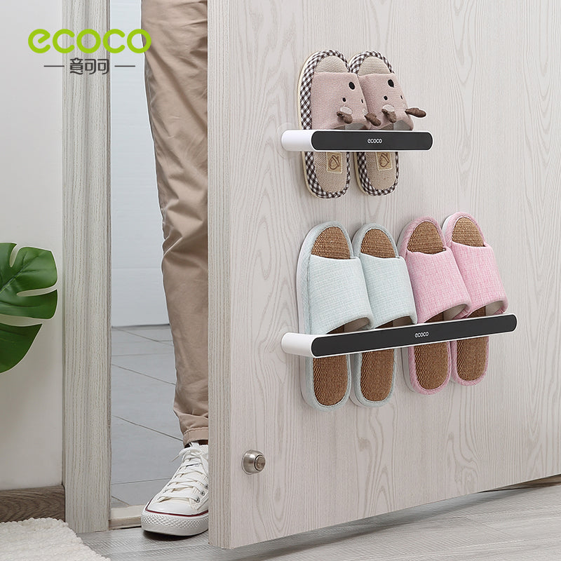 Organizador de zapatillas de baño montado en la pared ECOCO, estante de almacenamiento que no ocupa espacio, estante de zapatillas para accesorios de baño