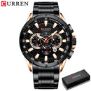 CURREN New Casual Sport Chronograph Relojes para hombres Reloj de pulsera con correa de acero inoxidable Reloj de cuarzo con esfera grande con punteros luminosos