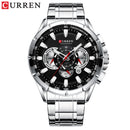 CURREN New Casual Sport Chronograph Relojes para hombres Reloj de pulsera con correa de acero inoxidable Reloj de cuarzo con esfera grande con punteros luminosos