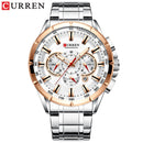 CURREN New Casual Sport Chronograph Relojes para hombres Reloj de pulsera con correa de acero inoxidable Reloj de cuarzo con esfera grande con punteros luminosos