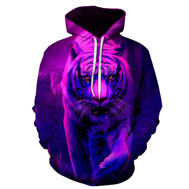 Marca de moda otoño león sudaderas con capucha piel de tigre blanco 3D todo impreso sudadera para hombre Unisex Zip pulóver chaqueta Casual