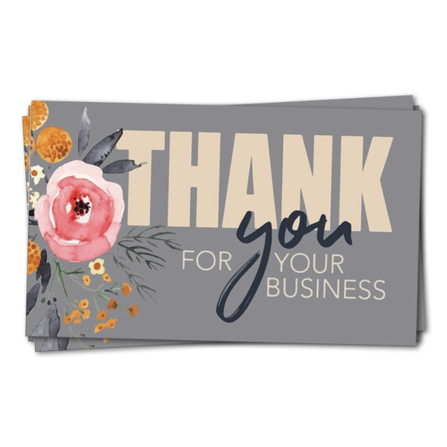 30 unidades por paquete, tarjeta de agradecimiento rosa por apoyar la decoración del paquete de negocios, tarjeta de visita "hermosa gracias", hecha a mano con amor