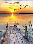 5D DIY diamante pintura paisaje atardecer mar Kit taladro completo bordado paisaje mosaico arte imagen de diamantes de imitación decoración del hogar regalo