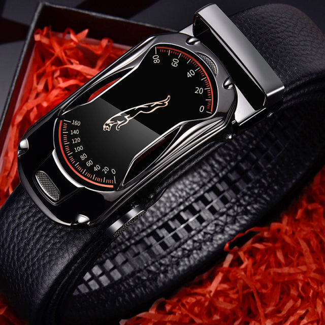 Belts for 3.5cm Width Sports Car Brand Fashion Automatic Buckle Black Genuine Leather Men&