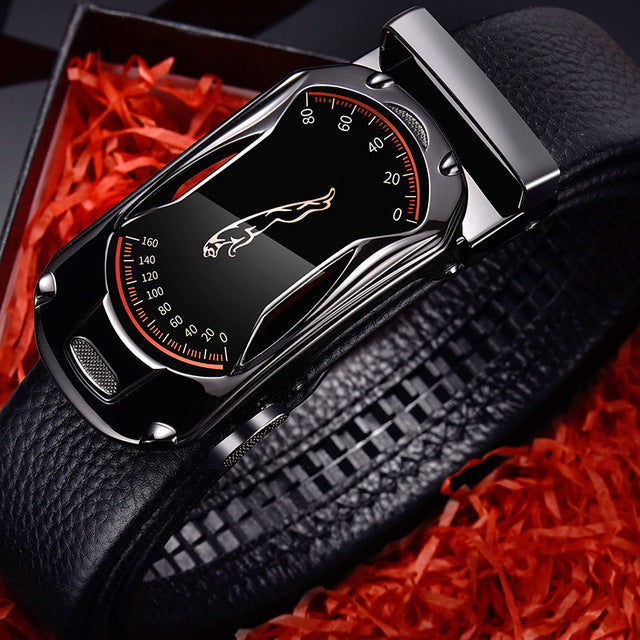 Belts for 3.5cm Width Sports Car Brand Fashion Automatic Buckle Black Genuine Leather Men&