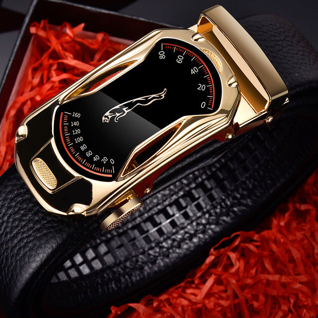 Belts for 3.5cm Width Sports Car Brand Fashion Automatic Buckle Black Genuine Leather Men&