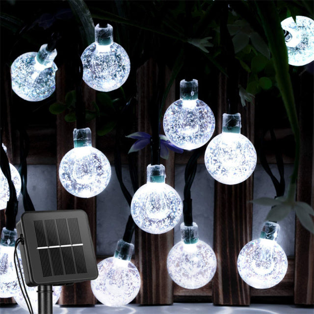 Solar-Lichterketten für den Außenbereich, 60 LED-Kristallkugel-Lichter mit 8 Modi, wasserdicht, solarbetriebenes Terrassenlicht für Gartenparty-Dekoration