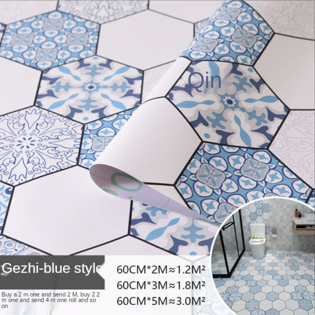 Floor stickers self-adhesive bathroom floor stickers kitchen tile stickers decorative waterproof non-slip thick wear-resistant