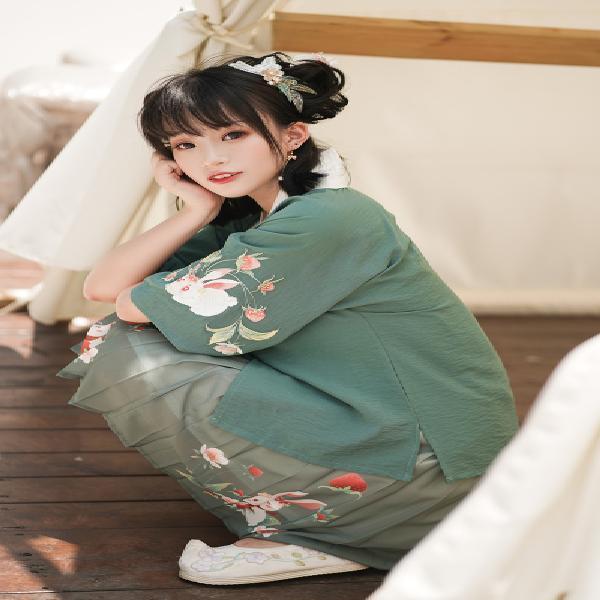 Hanfu Costume Dress Women Improved Hanfu Daily Short Sleeve Daily Hanfu Cosplay Costumes Han Elements Student Set