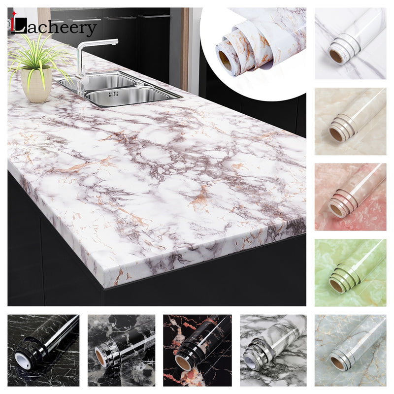 50 Colors Waterproof Oil-proof Marble Self Adhesive Wallpaper Vinyl Film Wall Stickers Bathroom Kitchen Cupboard Home Decoration