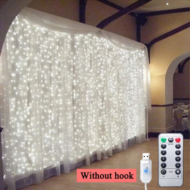 Guirnalda de luces LED para cortina de 3m, 100/200/300, decoraciones para fiesta de boda, mesa, despedida de soltera, cumpleaños, Año Nuevo