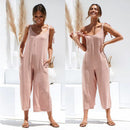 Rompers Summer new Women Casual Loose Linen Cotton Jumpsuit Sleeveless Backless Playsuit Trousers Overalls