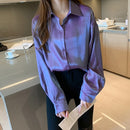 Blouses Women Autumn Fashion Button Up Satin Silk Shirt Vintage Blouse Women White Lady Long Sleeves Female Loose Street Shirts