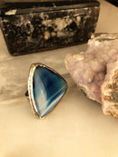 Dr Stone Naturstein Damen Achat Stein verstellbarer Ring AHL27