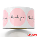100-500pcs Thank You Sticker Envelope Seal Scrapbook Sticker Pink Heart Cute Round Sticker Stationery Label Stickers