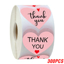 100-500pcs Thank You Sticker Envelope Seal Scrapbook Sticker Pink Heart Cute Round Sticker Stationery Label Stickers