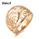 Kinel moda novedosa anillos únicos para mujer 585 oro rosa patrón hueco anillos de boda románticos joyería de moda inusual regalo de fiesta