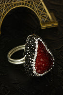 Dr Stone Naturstein FRAUEN QUARTZ Ring Messing über Micron versilbert 121 AR61