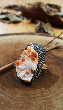 Brazalete de mujer chapado en oro de 22 quilates con piedra de vanadinita y piedra natural Dr Stone WHSR11