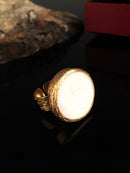 Dr Stone Natural Stone Women 'S Pearl Stone Gold Plated Ring XKRB49