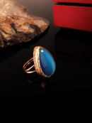 Dr Stone Naturstein-Frauen-Katzenauge-Stein-Roségold-plattierter Ring XKRB304