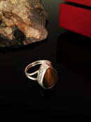 Dr Stone Natural Stone Women 'S Tiger 'S Eye Stone Silver Plated Ring KRB133