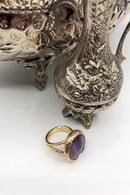 Dr Stone Harem Collection amethyst Stone handmade 925 sterling silver set AHL88