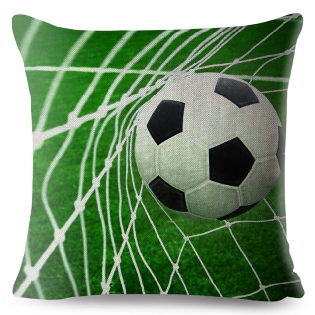 45 * 45 cm Kissenbezug Cartoon Football Print Quadratischer Kissenbezug Leinen Kissenbezüge Sofa Home Decor Kissenbezüge
