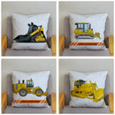 Excavator Bulldozer Car Pattern Print Cushion Cover Short Plush Pillow Covers Pillows Case Home Decoration Pillowcase 45*45cm
