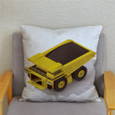 Excavator Bulldozer Car Pattern Print Cushion Cover Short Plush Pillow Covers Pillows Case Home Decoration Pillowcase 45*45cm