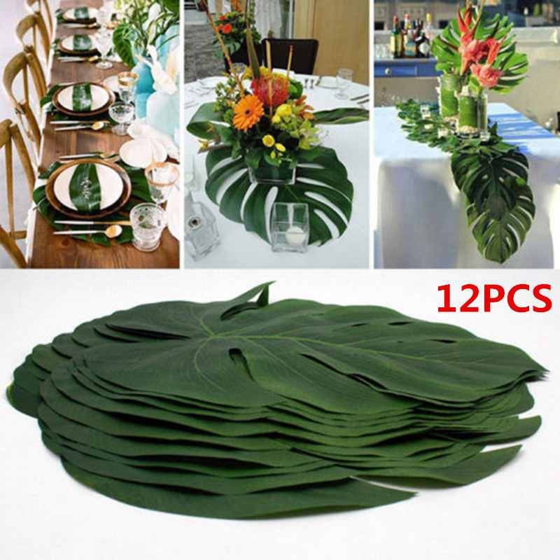 Künstliche tropische Palmblätter Hawaiian Luau Party Sommer Dschungel Thema Party Dekoration Hochzeit Geburtstag Zuhause Tischdekoration