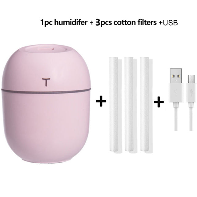 Mini humidificador de aire ultrasónico de 200ML, luz romántica, difusor de aceite esencial USB, purificador de coche, generador de niebla de aniones aromáticos con lámpara LED