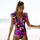 Sexy One Piece 2021 Swimsuit Push Up Swimwear Women Ruffle Monokini Adjustable Shoulder Swimsuit Bodysuit Bathing Suit Swim Wear