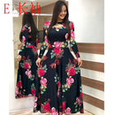 Vestido largo de manga corta con cuello redondo para mujer, vestido elegante de verano con estampado Floral de cintura alta, vestido bohemio elegante elástico, Vestidos Maxi