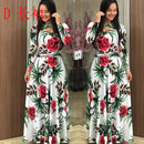 Vestido largo de manga corta con cuello redondo para mujer, vestido elegante de verano con estampado Floral de cintura alta, vestido bohemio elegante elástico, Vestidos Maxi