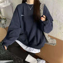 2021 Frühling und Herbst neue Spleißen Pullover Mode Korean dick und dünn Damen Sweatshirt Navy Grau Schwarz Rosa Damen Hoodi