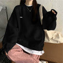 2021 Frühling und Herbst neue Spleißen Pullover Mode Korean dick und dünn Damen Sweatshirt Navy Grau Schwarz Rosa Damen Hoodi
