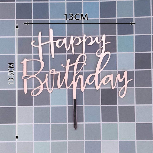 Decoración para tarta de feliz cumpleaños, adornos para tartas con letras acrílicas, suministros para fiestas, decoraciones para tartas negras de feliz cumpleaños para niño, 33 diseños