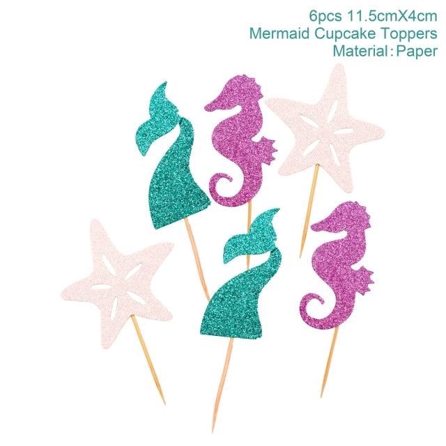 Mermaid Party Colorful Shell Einweggeschirr Summer Beach Under The Sea Party Kleine Meerjungfrau Mädchen 1. Geburtstagsparty Dekor