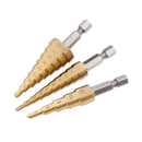 HSS Steel Titanium Step Drill Bit Hand Tool Sets 3-12 4-12 4-20 4-32mm Step Cone Cutt Woodworking Wood Metal Drill Bit Set
