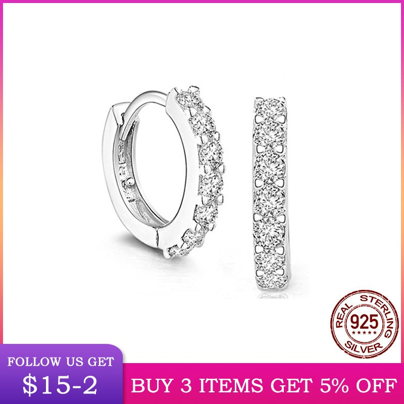 LByzHan 100% Plata de Ley 925 auténtica pendiente circular de cristal para mujer que hace joyería regalo boda fiesta compromiso E024