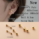 La Monada Sterling Silver Stud Earrings Women Two Ball Fine 925 Silver Jewelry Woman Earrings Stud Silver 999 Keep Piercing Nut