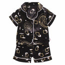 LJW Children's pajamas set Baby suit Kids Clothes Toddler Boys Girls Ice silk satin Tops Pants Set home Wear Kids pajamas