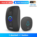 KERUI M525 Wireless Waterproof Doorbell Smart Home Security Welcome Chime Kit Door Bell Alarm LED Light Outdoor Button Battery