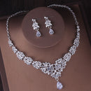 Gorgeous Silver Color Crystal Bridal Jewelry Sets Fashion Tiaras Crown Earrings Choker Necklace Women Wedding Dress Jewelry Set