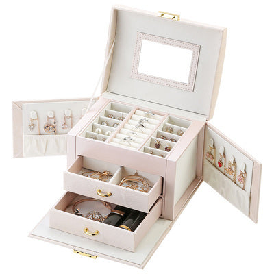 Caja organizadora de joyería grande Casegrace, cajón de cuero PU para niñas, cajas de joyería, pendientes, anillo, collar, caja de almacenamiento de joyas, ataúd